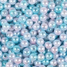 600Pcs Pearl Beads 8mm Gradient Color Fake 8mm, 600pcs Blue Pink Silvery