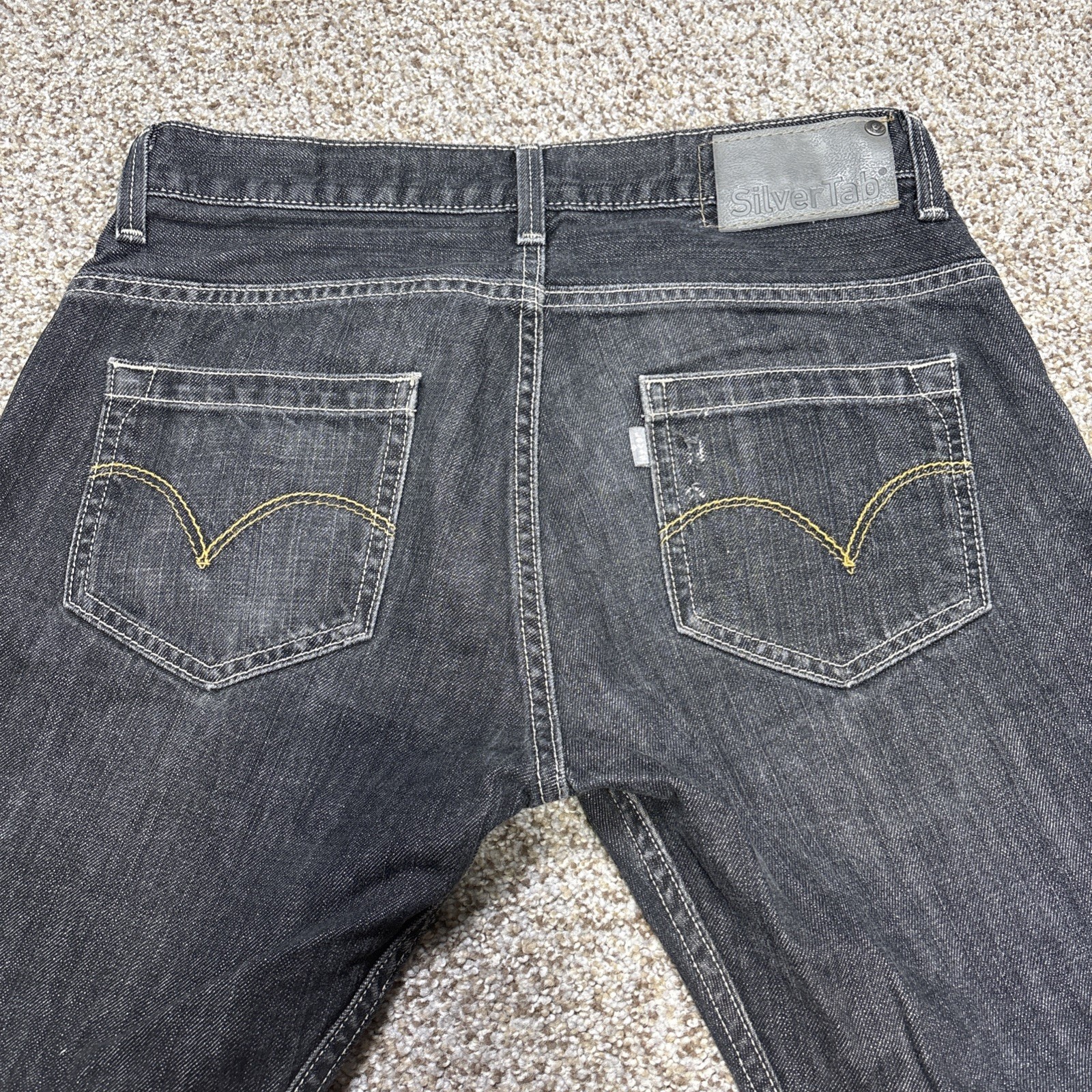 Levis Silver Tab Slim Jeans Mens 31 X 29 Black Denim Faded  Straight Skater Y2K - View 14