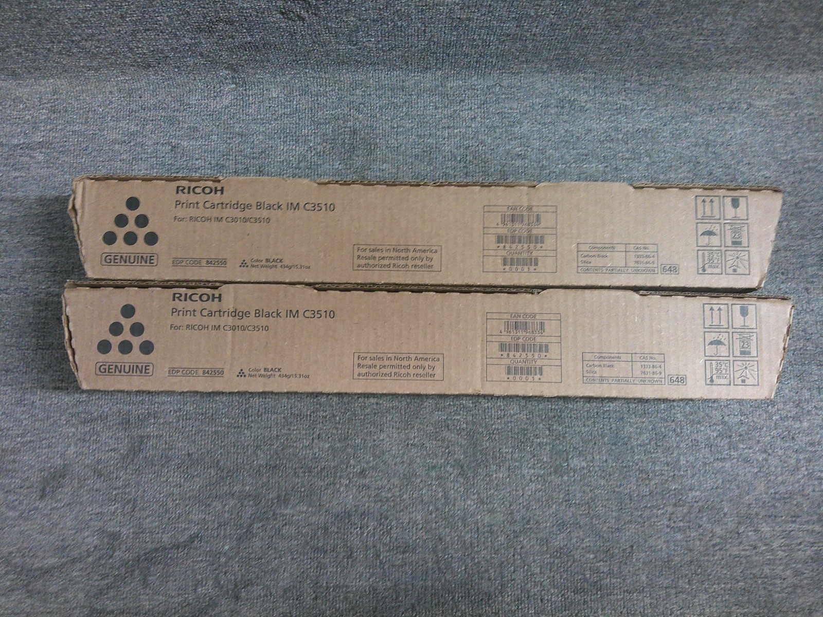 842550 New Genuine Ricoh Savin Lanier 2pk Black Print Cartridges IM C3010 C3510