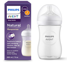 Philips Avent Natural Response Baby Bottle, 260ml/9 oz_ Medium Flow_(3-6 m)