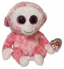 Ty Large Plush Beanie Boos - RUBY the Pink Monkey (Medium 9" Buddy) NEW MWMTs