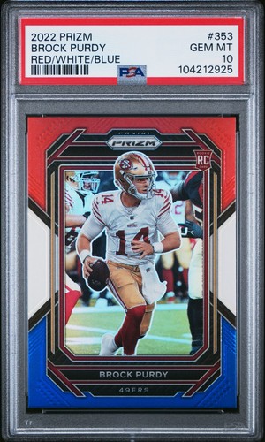 Brock Purdy 2022 Panini Prizm Red White & Blue Rookie Prizm 49ers PSA 10
