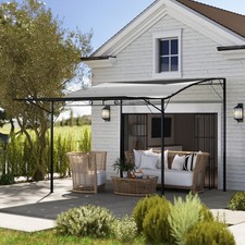 Outsunny Pergola Pavillon 3x2,5m Stahl Wasserabweisend Sonnenschutz Wandmontage