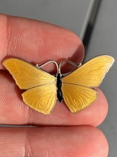 Silver Enamel Antique Butterfly Brooch 1900-1920 5.3 G
