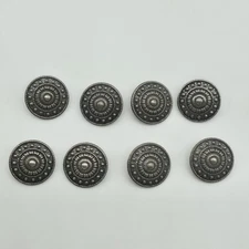 Vintage Pewter Buttons NOR-KNAPP CO Norwegian NOS Lot Of 8
