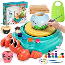 Pottery Wheel for Kids, Complete Pottery Arts and Crafts for Kids Ages 8-12 w...