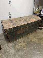 Antique Swedish Early 1800s Dome Top Tapered Bottom Pine Marriage Trunk Chest