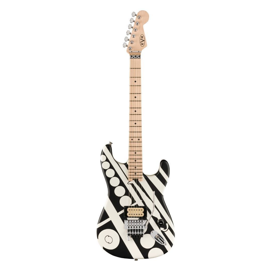 EVH Striped Series Circles 6-String Electric Guitar (White and