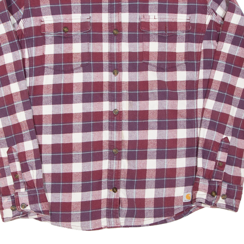 CARHARTT Womens Flannel Shirt Purple Check Long Sleeve L - Picture 5 of 6
