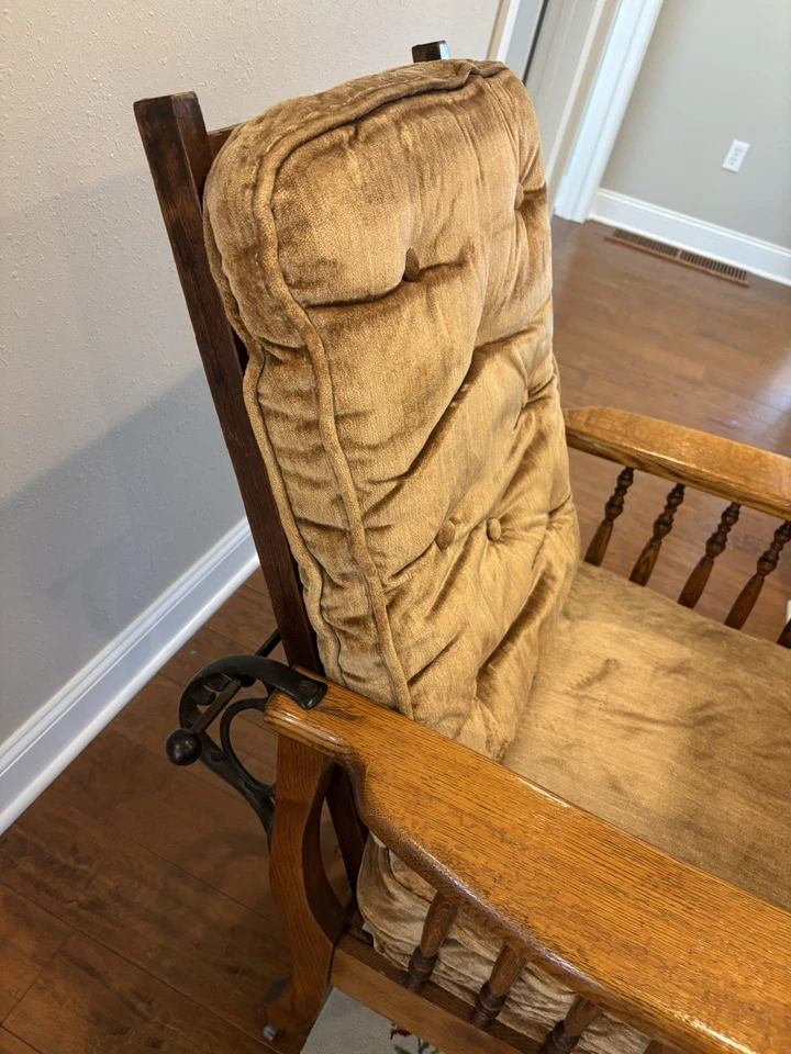 Antique Solid Oak Reclining Morris Lounge Chair c 19th C - Image 4 of 4