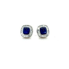 AGL Ceylon Sapphire and Diamond Earrings, Platinum