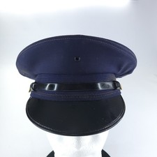 Vtg 1970s US Postal Service Brimmed Hat Size 7 Navy Blue Black Band Gold Buttons