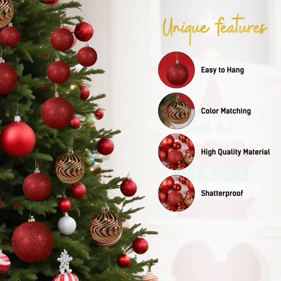 Shatterproof Red & Gold Baubles