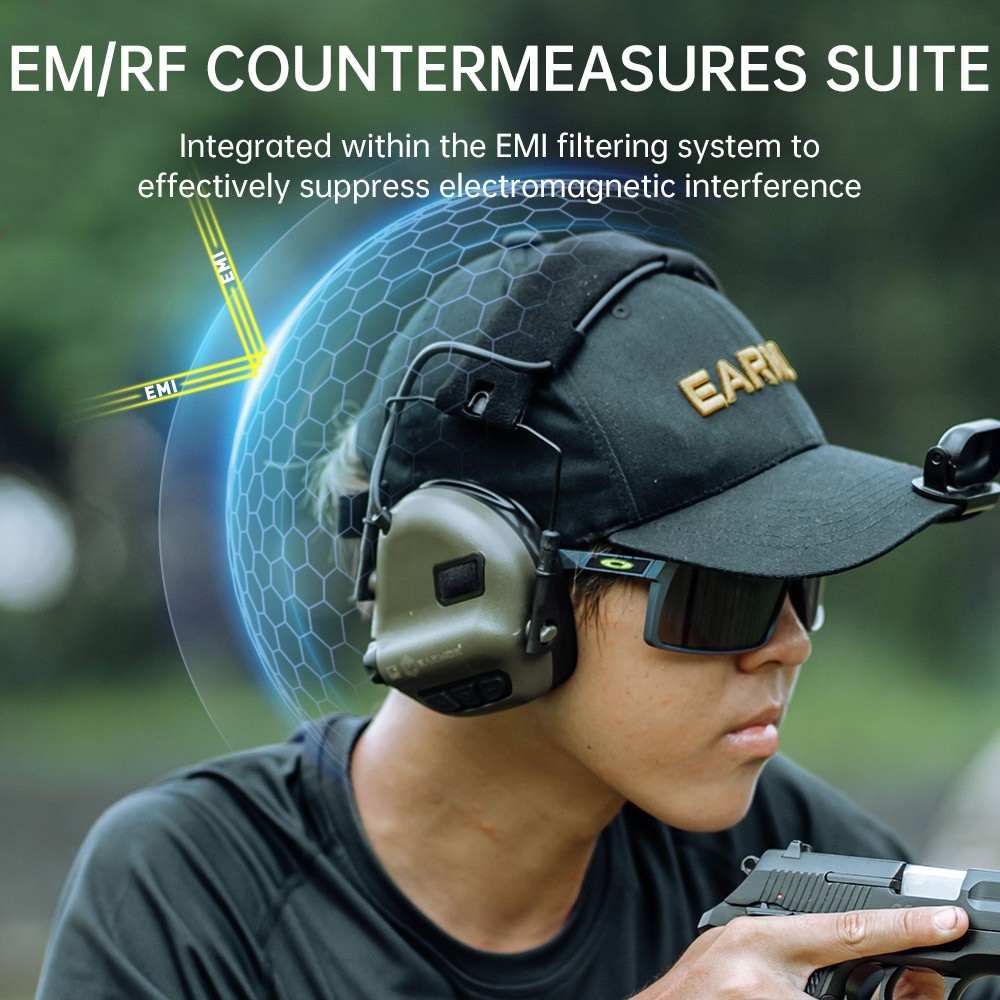 EARMOR M31 PLUS Electronic Shooting Ear Protection Earmuffs for Gun Range Black