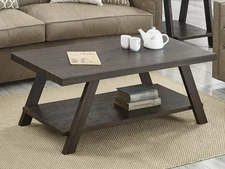 Athens Contemporary Wood Shelf Coffee Table Weathered Espresso Finish