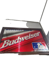  1997 Baseball MLB  Budweiser Official Beer Wood Framed Mirror Rare Advertising