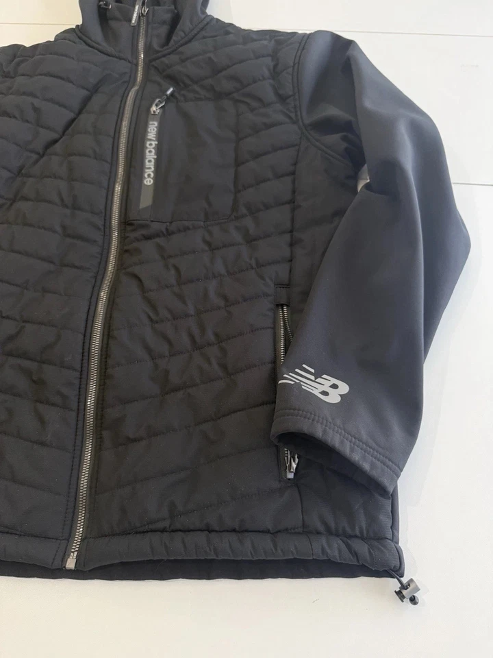 New Balance Full-Zip Quilted Soft Shell Fleece Black Jacket Mens S Read - Image 2 of 4