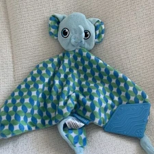 BooginHead Elephant Baby Lovey Teething Toy Soothing Green Blue Knotted Plush