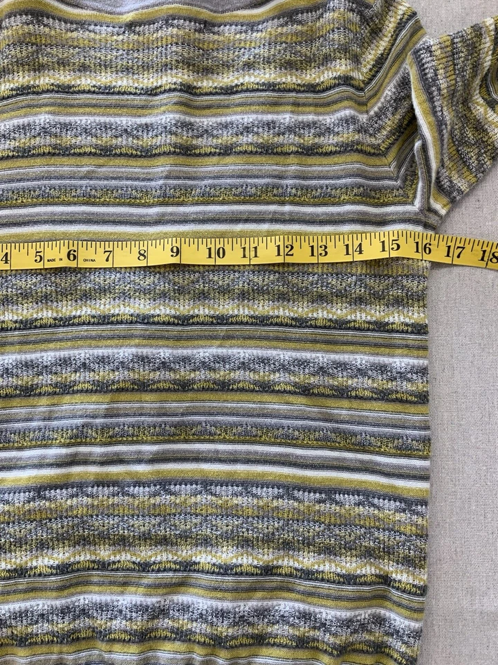 Cárdigan Basura Mujer Pequeño Verde Gris Blanco Manga Larga Bolsillos Retro Rayas Foto 4 de 4