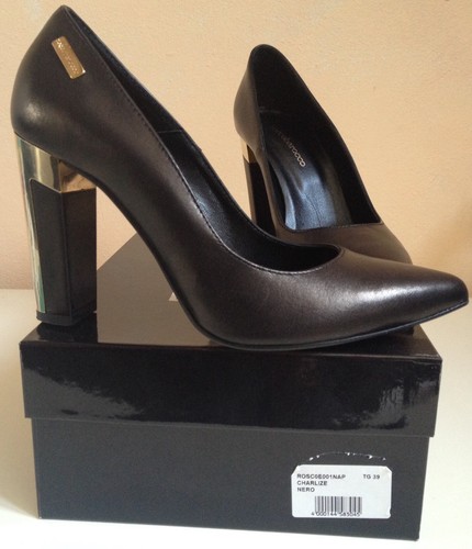 DECOLTE ROCCOBAROCCO MODELLO CHARLIZE IN VERA PELLE N.39 TACCO 10CM MADE INITALY - Picture 6 of 9