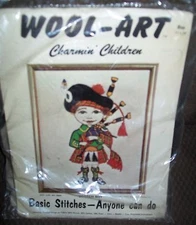 Vintage 1973 Wool-Art Charmin' Children Scotch Boy Embroidery Kit 11 x 14