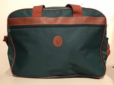 POLO Ralph Lauren Duffle Laptop Bag Overnight Travel Weekender Green Canvas! | eBay