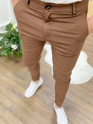 Mens Slim Fit Casual Work Pants Skinny Stretch Business Office Formal Trousers - Picture 24 of 33