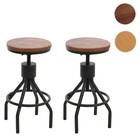 2er-Set Barhocker HWC-N17, Barstuhl, höhenverstellbar Industrial Metall Holz