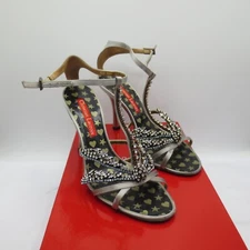 Christian Lacroix 4" Heel Open Toe 37.5 Womens Rhinestone Crystal Accent