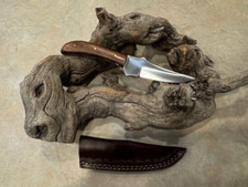 Beautiful Stainless steel belt knife with Rose wood handle, & leather sheath
