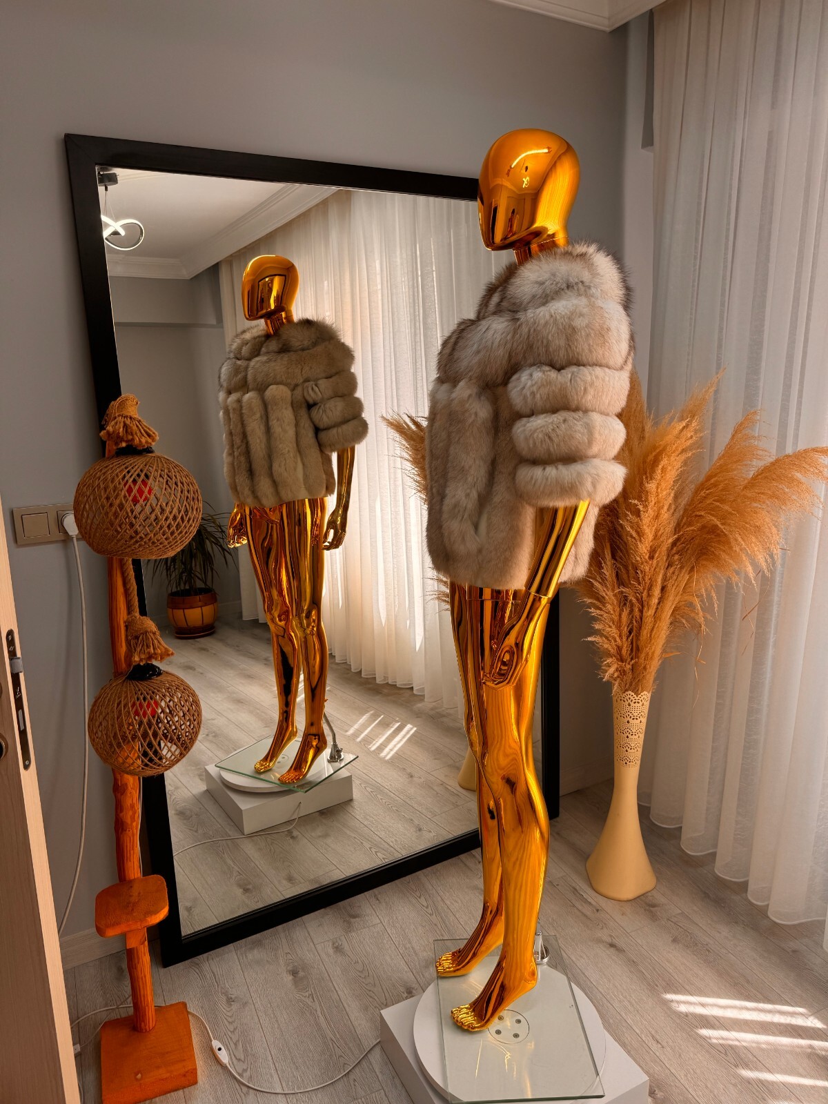 FILA Cappotto donna invernale vera pelliccia di volpe corto morbido elegante 6 file taglia S M L X XL