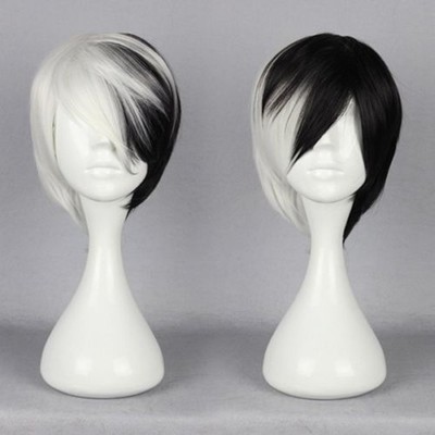 New Half Black Half White Short Wig Anime Cosplay Cruella Deville