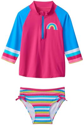 Hatley Kid's Girl Rashguard Set Rainbow Stripe