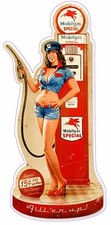Old Mobil Oil Pin Up Girl Decal 6