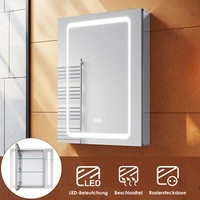 Sonni Spiegelschrank Badschrank Led Beleuchtung Steckdose Beschlagfrei 50Cm Alu