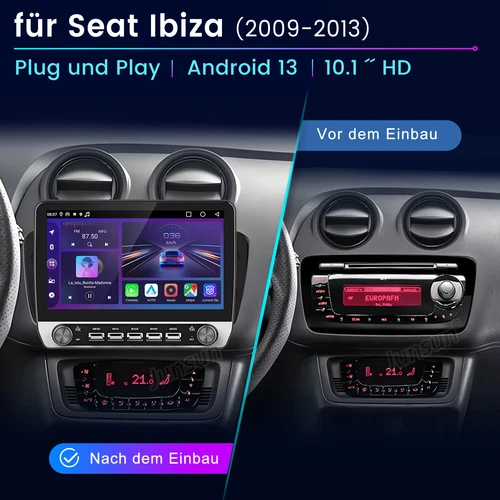 Autoradio 2+64GB Carplay Android 14 per Seat Ibiza 6j 2009-2013 GPS Navi WIFI FM - Foto 2 di 17