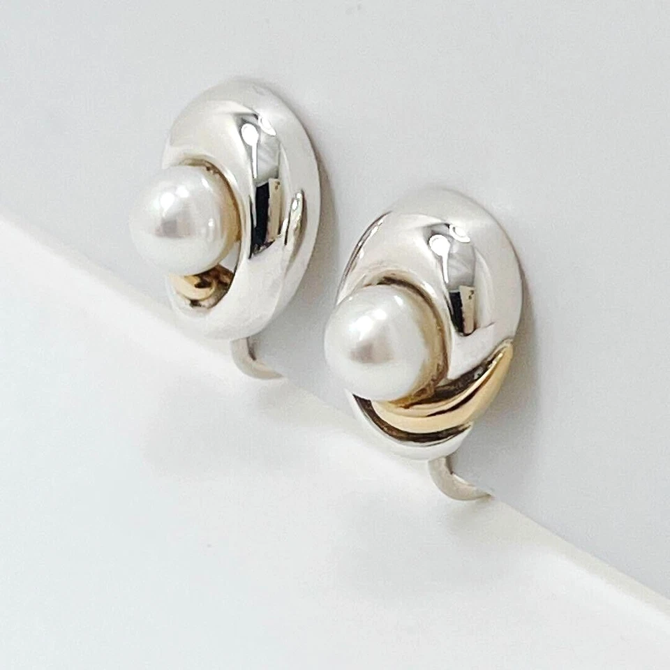 Pendientes de perlas MIKIMOTO JAPÓN AKOYA 5,9 mm antiguos MIKIMOTO K18 y plata 5,6 g Foto 3 de 4