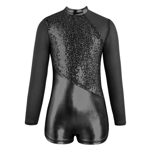 Kids Girls Sets Sequin Outfit Gymnastics Dancewear Patchwork Leotard Dance Soft - Picture 19 of 53