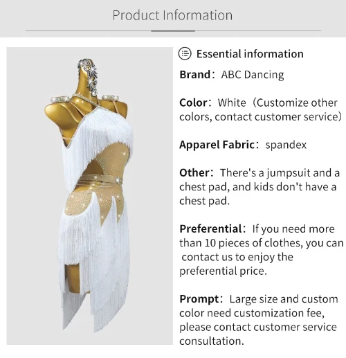 VETEMENTS Costume abito da ballo latino donna sala da ballo samba vestiti pratica indossare gonna