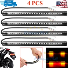 4 Flexible Motorcycle LED Strip 48LED Tail Brake Stop Turn Signal Running Lights