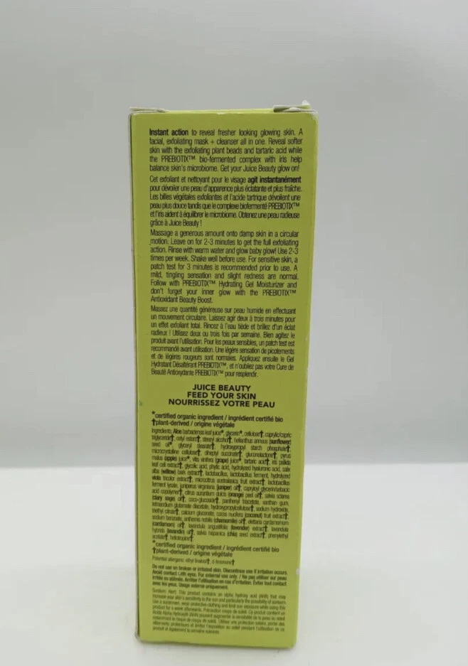 JUICE BEAUTY PREBIOTIX  INSTANT FLASH FACIAL TARTARIC+ IRIS FULL SIZE 60ml NIB - Image 3 of 3