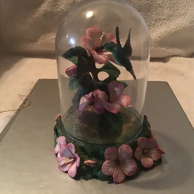 Franklin Mint Hummingbird Splendor Sculpture by Theresa Politowicz Glass  Dome