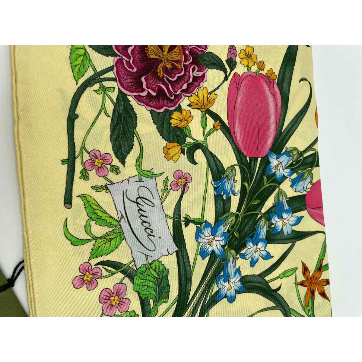 NEW GUCCI FLORA YELLOW MULTI FLORAL SILK SCARF HEAD WRAP NWT