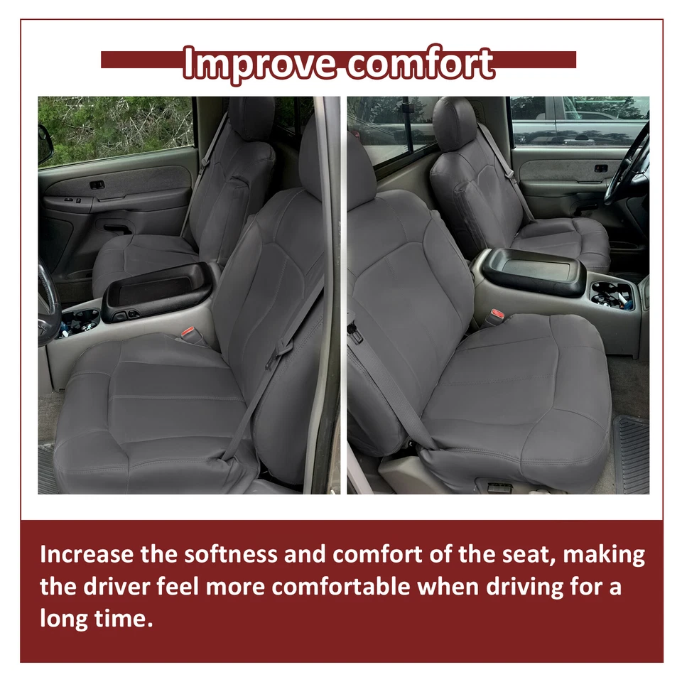 Fundas de asiento de cuero gris peltre para Chevy Silverado Tahoe Suburban 1999-2002 Foto 4 de 4