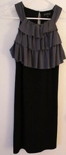 Enfocus Studio Slvls Little Black Dress with Grey Ruffle Front - Sz 8