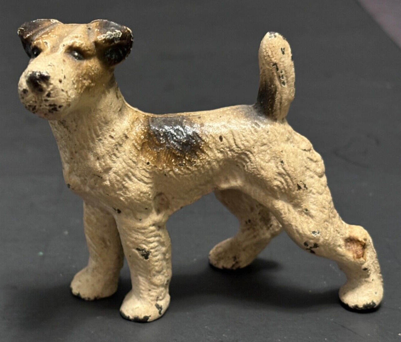 Vintage Cast Iron Fox Terrier Airedale Dog Figurine Mini 3.5