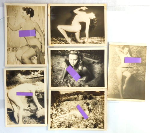 Lot of 5: 1950s Photo Pinup Style Topless Risque, US Army Soldier Collection 7x5 - Afbeelding 1 van 7