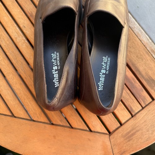 What's What Loafer Block Heel Square Toe Dark Academia Brown Shoes Size 11M - Picture 4 of 5