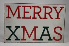 Wooden Word Block 'Merry Xmas' by About Face Designs Hang or Set NEW!