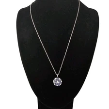 Mariana Guardian Angel/Flower Rhinestone Reversible Necklace Purple